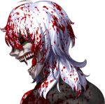  1boy ahoge black_sclera blood blood_in_hair blood_on_clothes blood_on_face colored_sclera fang fangs fangs_out game_cg grey_hair horror_(theme) long_hair lowres medium_hair official_art open_mouth portrait red_eyes silver_hair solo takeuchi_takashi transparent_background tsukihime tsukihime_(remake) vampire vlov_arkhangel white_hair 