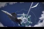  ace_combat ace_combat_7 aircraft airplane arsenal_bird building cloud copyright_name day f-15_eagle fighter_jet highres jet military military_vehicle ocean outdoors shiro_yukimichi space_elevator trigger_(ace_combat) 