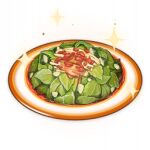  artist_request chili_pepper commentary english_commentary food food_focus genshin_impact leaf lowres mint no_humans official_art plate salad sparkle still_life third-party_source transparent_background 