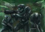  3boys absurdres aiming assault_rifle bullpup commission dashimaki_(dasimakitama50) english_commentary gun halo_(game) halo_infinite highres holding holding_gun holding_weapon ma5 multiple_boys power_armor rifle science_fiction scope second-party_source skeb_commission spartan_(halo) twitter_username visor weapon 