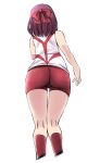  1girl ass brown_hair commentary_request cropped_legs facing_away from_behind girls_und_panzer headband kneepits kondou_taeko medium_hair red_headband red_legwear red_shirt red_shorts shirt short_shorts shorts sleeveless sleeveless_shirt socks solo sportswear standing thigh_gap tonpuu trefoil volleyball_uniform 