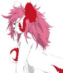  animal_ears furry kneeling long_hair markings pink_hair pokemon red_eyes sindoll white_fur zangoose 