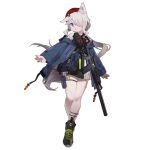  1girl 9a-91 9a-91_(girls&#039;_frontline) 9a-91_(travelling_with_a_loyal_friend)_(girls&#039;_frontline) :o animal_ear_request animal_ears animal_hands animal_nose assault_rifle bare_shoulders beret black_footwear black_jacket black_shirt blue_eyes bow bowtie fangdan_runiu full_body furrification furry furry_female game_cg girls&#039;_frontline gun hair_ornament hair_over_one_eye hat highres jacket long_hair looking_at_viewer official_art open_clothes open_jacket red_bow red_headwear rifle shirt shoes simple_background sleeveless sleeveless_shirt solo standing tachi-e tail thigh_pouch thigh_strap transparent_background weapon 