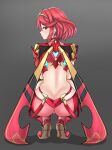  1girl absurdres bangs desspie earrings highres jewelry pyra_(xenoblade) red_eyes red_hair red_legwear red_shorts short_hair short_shorts shorts solo swept_bangs thighhighs tiara xenoblade_chronicles_(series) xenoblade_chronicles_2 