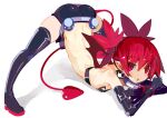  1girl arm_rest ass bat_wings boots demon_girl demon_tail demon_wings disgaea earrings etna flat_chest flexible full_body jack-o&#039;_challenge jewelry meme mini_wings miyakawa106 pointy_ears pose red_eyes red_hair short_shorts shorts simple_background skull_earrings solo spread_legs stretch tail thigh_boots thighhighs top-down_bottom-up two_side_up wide_spread_legs wings 