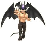  1boy 3d abs chibi clenched_hand demon_tail demon_wings devilman devilman_(character) fangs head_wings official_art open_hand shirtless smile solo super_robot_wars super_robot_wars_dd tail transparent_background white_eyes wings 