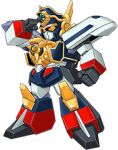  chibi clenched_hand lowres mecha might_gaine no_humans official_art orange_eyes salute science_fiction super_robot super_robot_wars super_robot_wars_x transparent_background yuusha_series yuusha_tokkyuu_might_gaine 