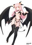  devil horns musicat no_bra nopan pointy_ears stockings tail thighhighs wings 