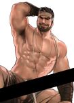  1boy abs arm_hair armpits bar_censor bara beard beckoning blank_censor censored chest_hair facial_hair feet_out_of_frame forehead_protector highres jang_ju_hyeon large_pectorals looking_at_viewer male_focus male_pubic_hair mature_male muscular muscular_male mustache navel nipples original pants pectorals presenting presenting_armpit pubic_hair reward_available seductive_smile shirtless short_hair sideburns smile solo spread_legs stomach testicles thick_eyebrows thick_thighs thighs torn_clothes torn_pants 