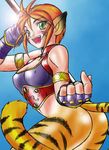  animal_ears ass blush breasts breath_of_fire breath_of_fire_ii bustier cat_ears cat_tail dr.p facial_mark furry gloves green_eyes no_panties no_pants orange_hair pointy_ears red_hair rinpoo_chuan short_hair solo staff tail 