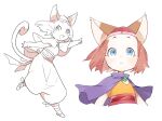  1girl animal_ears blue_eyes brave_story cat_ears cat_tail dress hat kanyoko_(yuzukano_17) looking_at_viewer medium_hair meena_(brave_story) open_mouth short_hair simple_background smile solo tail whiskers white_background 
