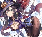  abusoru genshin_impact mona_(genshin_impact) no_bra witch 