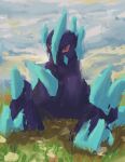  alternate_color commentary_request day gen_5_pokemon gigalith grass grey_eyes highres looking_at_viewer nashimochi_4 no_humans outdoors pokemon pokemon_(creature) shiny_pokemon solo standing 