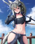  animal_ears arknights chun_bae grani_(arknights) nopan tail weapon wet 