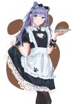  bra cleavage coyina genshin_impact keqing_(genshin_impact) maid skirt_lift waitress 