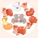  alolan_form alolan_vulpix alternate_color blue_eyes blush bow closed_eyes closed_mouth commentary_request flower gen_1_pokemon gen_7_pokemon looking_back nao_(naaa_195) no_humans number orange_flower pokemon pokemon_(creature) shiny_pokemon sleeping smile translation_request vulpix 