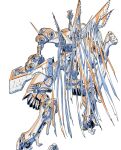  arm_cannon from_behind highres limited_palette mecha mechanical_wings no_humans official_art production_art science_fiction solo standing tenjin_hidetaka weapon white_background wings yasuke_(anime) 