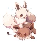  :d alternate_color brown_eyes closed_mouth commentary_request eevee gen_1_pokemon nao_(naaa_195) no_humans open_mouth pokemon pokemon_(creature) shiny_pokemon simple_background smile sparkle squiggle toes tongue white_background 