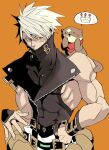  1boy arm_guards belt_buckle buckle chipp_zanuff guilty_gear guilty_gear_strive muscular muscular_male otter short_hair silver_hair spiked_hair 