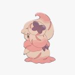  alcremie commentary_request from_side full_body gen_8_pokemon no_humans nodori710 pokemon pokemon_(creature) purple_eyes simple_background solo standing white_background 