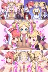  3girls 5boys absurdres angry armpits arms_up black_bow blonde_hair blue_eyes bow breasts censored closed_mouth commentary_request cum cum_on_body cum_on_hair dress elise_(fire_emblem) facial fellatio fire_emblem fire_emblem_awakening fire_emblem_fates grin hair_bow hairband heart hetero highres hondaranya huge_filesize hypnosis japanese_clothes lissa_(fire_emblem) long_hair long_sleeves mind_control mosaic_censoring multicolored_hair multiple_boys multiple_girls multiple_penises nipples nude open_mouth oral penis pink_eyes pink_hair purple_eyes purple_hair sakura_(fire_emblem) short_hair small_breasts smile speech_bubble spoken_heart tongue tongue_out translation_request twintails 
