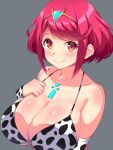  1girl alternate_costume animal_print bangs breasts chest_jewel covered_nipples cow_print f_1chan large_breasts pyra_(xenoblade) red_eyes red_hair short_hair solo swept_bangs xenoblade_chronicles_(series) xenoblade_chronicles_2 