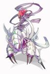  +_+ accelgor black_eyes claws commentary_request gen_5_pokemon gen_7_pokemon golisopod highres legs_apart looking_to_the_side ngr_(nnn204204) no_humans pokemon pokemon_(creature) simple_background standing white_background 