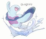  :d black_eyes character_name commentary_request gen_2_pokemon ngr_(nnn204204) no_humans open_mouth pokemon pokemon_(creature) quagsire smile sparkle toes tongue water 