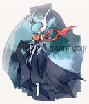  alternate_color black_dress bob_cut character_name colored_skin commentary_request dress floating_scarf gardevoir gen_3_pokemon green_hair mega_gardevoir mega_pokemon ngr_(nnn204204) orange_eyes pokemon pokemon_(creature) scarf shiny_pokemon short_hair white_skin 