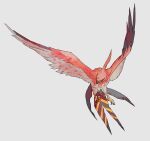  beak commentary_request full_body gen_6_pokemon highres looking_to_the_side ngr_(nnn204204) no_humans pokemon pokemon_(creature) simple_background solo talonflame talons white_background 