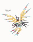  blue_eyes character_name commentary_request full_body gen_5_pokemon ngr_(nnn204204) no_humans pokemon pokemon_(creature) sigilyph simple_background solo third_eye white_background 