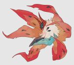  blue_eyes bug commentary_request from_side full_body gen_5_pokemon highres moth ngr_(nnn204204) no_humans pokemon pokemon_(creature) simple_background volcarona white_background white_fur 