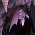  absurdres bat cave_interior colored_sclera commentary crobat english_commentary frown gen_2_pokemon highres looking_down no_humans pokemon pokemon_(creature) red_eyes solo stalactite teeth wingedwolf94 yellow_sclera 