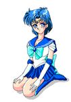  animated animated_gif bishoujo_senshi_sailor_moon blue_eyes blue_hair blush boots breast_expansion breasts choker earrings elbow_gloves embarrassed gloves jewelry knee_boots large_breasts mizuno_ami short_hair solo tiara 