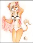  bikini clothing feline female flower jewelry mammal necklace plant solapi_(artist) summer swimsuit 