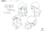  1girl bakemonogatari bangs blunt_bangs cabbie_hat character_sheet color_trace expressions hat highres looking_at_viewer looking_to_the_side medium_hair monogatari_(series) multiple_views official_art partially_colored portrait production_art production_note profile scan sengoku_nadeko simple_background turnaround white_background zip_available 