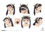  1girl bakemonogatari black_hair character_sheet expressions fang hachikuji_mayoi hairband highres long_hair monogatari_(series) multiple_views official_art portrait pout production_art profile red_eyes scan simple_background skin_fang turnaround white_background zip_available 