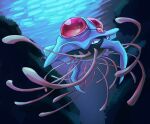 commentary_request full_body fusenryo grey_eyes highres jellyfish looking_at_viewer no_humans pokemon pokemon_(creature) red_pupils solo tentacles tentacruel underwater 