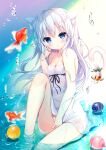  animal_ears cleavage dress nekomimi no_bra nopan see_through shiwasu_horio skirt_lift summer_dress tail wet wet_clothes 