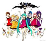  \\m/ \m/ alcohol aqua_hair arms_up banana barefoot beer bikini_top black_hair black_rock_shooter black_rock_shooter_(character) blonde_hair blue_hair boots bottle brown_hair coat dress eggplant family food fruit hair_ornament hair_ribbon hairclip hatsune_miku kagamine_len kagamine_rin kaito kamui_gakupo long_hair megurine_luka meiko orange pink_hair ponytail popsicle purple_hair ribbon romeo_and_cinderella_(vocaloid) romeo_to_cinderella_(vocaloid) scarf short_dress short_hair shorts siblings simple_background smile spring_onion starshadowmagician sword takoluka twins twintails very_long_hair vocaloid weapon 