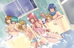  3boys 4girls bath bathing blood blush breasts eggplant everyone family femdom hatsune_miku kagamine_len kagamine_rin kaito kamui_gakupo large_breasts megurine_luka meiko multiple_boys multiple_girls nayu nosebleed nude scarf stalking towel vocaloid voyeurism when_you_see_it 