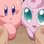  aliasing big_eyes blue_eyes crossover cyan_eyes first_person_view human interspecies jigglypuff kirby kirby_(series) looking_at_viewer male mammal nintendo penis pink_skin pok&#233;mon pok&#233;philia pokemon rubbing_cheek squishy unknown_artist video_games whole_bodyjob 