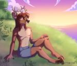 anthro bottomwear cervid clothing cloud felice-chan grass male mammal plant shorts sky solo 