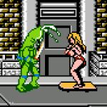  1:1 anthro blonde_hair bodily_fluids bottomwear breasts clothing cum digital_media_(artwork) female genital_fluids genitals green_body green_skin hair human human_focus leonardo_(tmnt) male mammal melee_weapon nipples penis penis_head pixel_(artwork) reptile saiwai_hiroshi scalie shell shorts skateboard skateboarder_(tmnt) sword teenage_mutant_ninja_turtles turtle weapon what 