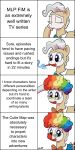  absurd_res black_border blue_eyes border bow_tie brush clown clown_makeup english_text equid equine eyewear friendship_is_magic glasses grey_hair hair hasbro hi_res horse looking_at_viewer mammal mayor_mare_(mlp) meme my_little_pony paintbrush polkadots pony pony-berserker rainbow_wig red_nose solo text wig 