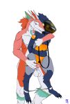  absurd_res anthro avie aviesergal balls collar duo genitals hi_res horn knot knotting leash machine male male/male null_bulge protogen sergal size_difference 