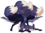  5_tails ass_up black_body black_fur canid canine claws digitigrade dipstick_ears dipstick_tail feathered_wings feathers female feral finger_claws fox fur grey_body grey_fur head_tuft hi_res ingi ingi_(character) jack-o&#039;_pose kemono leg_markings looking_at_viewer mammal markings multi_tail multicolored_body multicolored_ears multicolored_fur multicolored_tail pose quadruped red_eyes shaded signature simple_background socks_(marking) solo toe_claws translucent translucent_wings tuft white_background white_body white_fur wings 