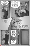  absurd_res anthro canid canine clothed clothing comic digital_media_(artwork) disney duo english_text female fox fur hi_res judy_hopps lagomorph leporid male male/female mammal nick_wilde rabbit simple_background smile text the_gory_saint url zootopia 