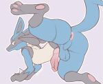  animal_genitalia animal_penis annoyed annoyed_expression anus ass_up backsack balls butt canine_penis dripponi embarrassed genitals hi_res lucario male nintendo pawpads penis pink_pawpads pok&eacute;mon pok&eacute;mon_(species) pose presenting saggy_balls solo spread_butt spreading video_games 