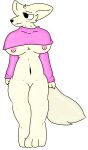  alpha_channel anthro arms_by_side big_breasts breasts canid canine canis clothed clothing domestic_dog erect_nipples female full-length_portrait hi_res looking_away mammal nipples partially_clothed paws portrait raised_clothing thick_thighs 